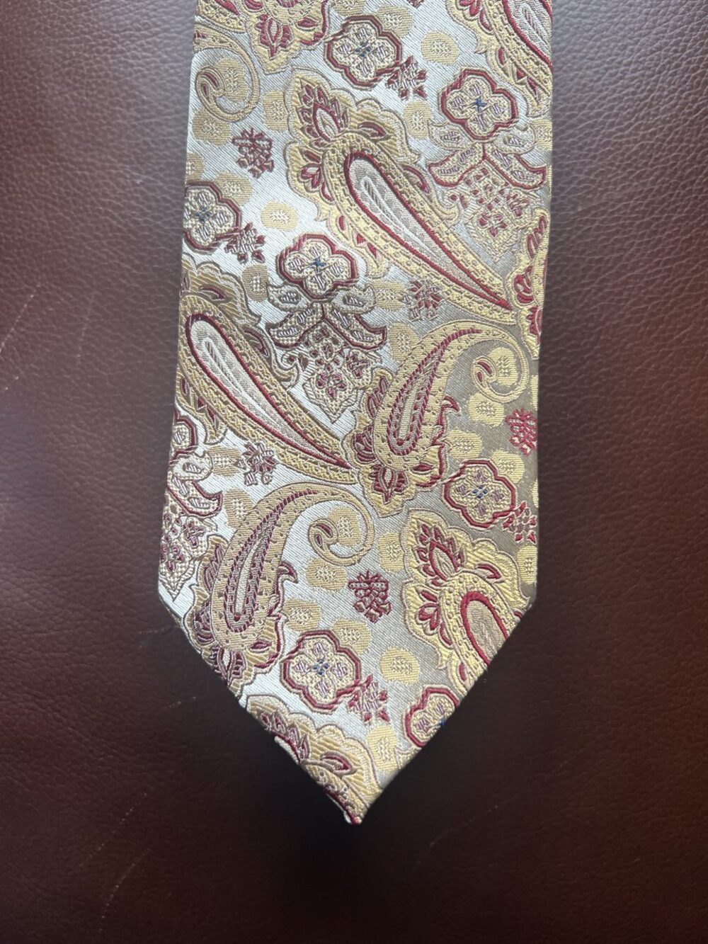 Bruno Piattelli Roma Gold Paisley Jacquard Silk Tie Necktie